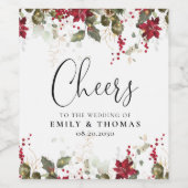 クリスマスレッド結婚ポインセチアのワインラベル ワインラベル (シングルラベル)