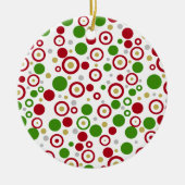 クリスマスレッド緑のジオメトリック名（両面） セラミックオーナメント (正面)