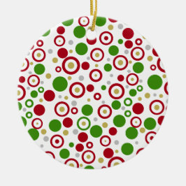 クリスマスレッド緑のジオメトリック名（両面） セラミックオーナメント