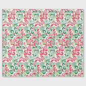 クリスマスレッド緑の巻物 ラッピングペーパー (フラット)