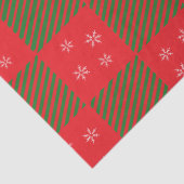 クリスマスレッド緑の格子模様の雪片 薄葉紙 (詳細)