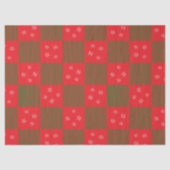 クリスマスレッド緑の格子模様の雪片 薄葉紙 (正面)