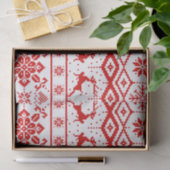 クリスマスレッド編みトナカイ模様 薄葉紙 (ギフト)