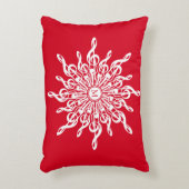 クリスマスレッド装飾モノグラムGクレフ、 音符記号スノーフレーク アクセントクッション (正面(垂直))
