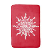 クリスマスレッド装飾モノグラムGクレフ、 音符記号スノーフレーク バスマット (正面縦)