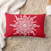 クリスマスレッド装飾モノグラムGクレフ、 音符記号スノーフレーク ランバークッション (ブランケット)