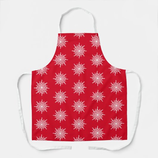 クリスマスレッド装飾用Gクレフ、 音符記号雪片パターン エプロン (正面)