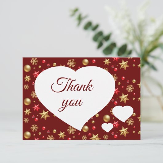 クリスマスレッド金ゴールドオーナメントありがとう サンキューカード (スタンド正面)