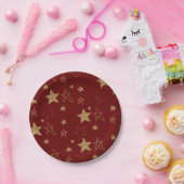 クリスマスレッド金ゴールドグリッタースター ペーパープレート (パーティー)