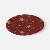 クリスマスレッド金ゴールドグリッタースター ペーパープレート (アングル)