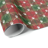 クリスマスレッド金ゴールドグリーンタータンチェックドッグポープリント ラッピングペーパー (ロールコーナー)