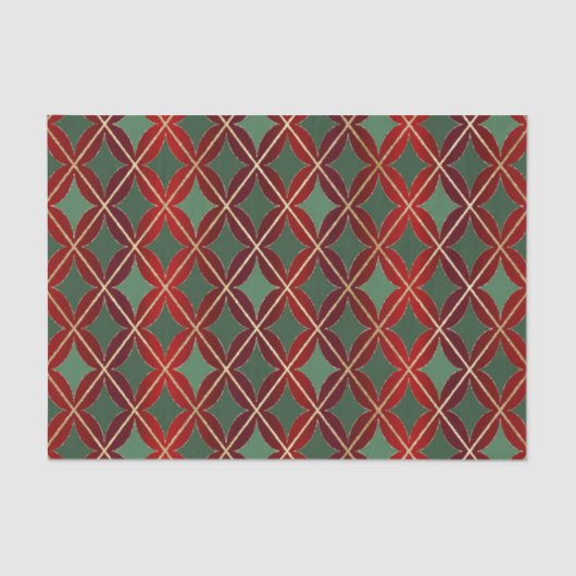 クリスマスレッド金ゴールドグリーンハーレクインカーブダイヤモンド 薄葉紙 (正面)
