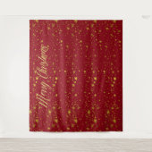 クリスマスレッド金ゴールドスターズフォトブースの背景 タペストリー (正面)