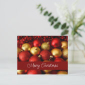 クリスマスレッド金ゴールドフェスティバルスクリプトタイポグラフィ シーズンポストカード (スタンド正面)