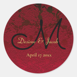 クリスマスレッド金ゴールドブラックウィンターウェディングモノグラム ラウンドシール