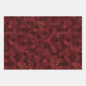 クリスマスレッド金ゴールドラグジュアリーグリッターパターン ラッピングペーパーシート (正面2)