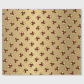 クリスマスレッド金ゴールド弓パターン ラッピングペーパー (フラット)