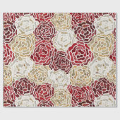 クリスマスレッド金ゴールド高級グリッターパターン ラッピングペーパー (フラット)