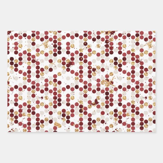 クリスマスレッド金ゴールド高級幾何学模様 ラッピングペーパーシート (正面3)