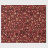 クリスマスレッド金ゴールド高級幾何模様ラップ ラッピングペーパー (フラット)