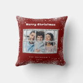 クリスマスレッド銀雪写真冬窓 クッション (裏面)