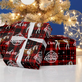 クリスマスレッド馬術馬パーソナライズされた ラッピングペーパー