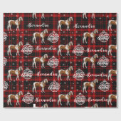 クリスマスレッド馬術馬パーソナライズされた ラッピングペーパー (フラット)