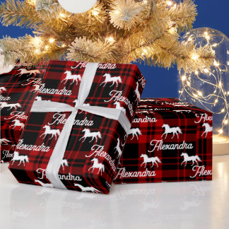 クリスマスレッド馬術馬パーソナライズされた ラッピングペーパー