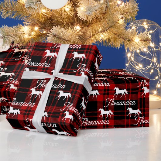 クリスマスレッド馬術馬パーソナライズされた ラッピングペーパー (クリスマス)