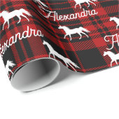 クリスマスレッド馬術馬パーソナライズされた ラッピングペーパー (ロールコーナー)