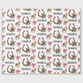 クリスマスレッド馬術馬パーソナライズされた ラッピングペーパー (フラット)