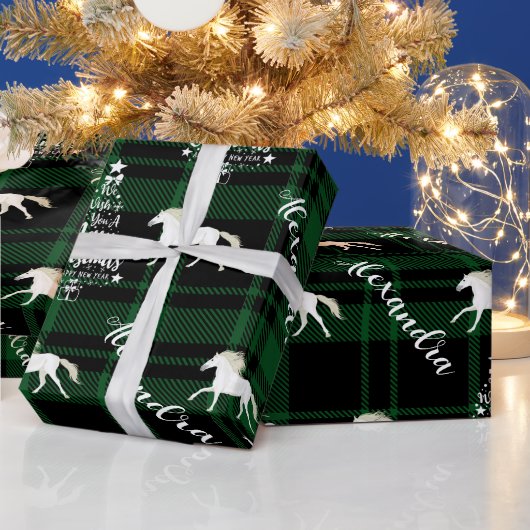 クリスマスレッド馬術馬パーソナライズされた ラッピングペーパー (クリスマス)