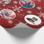 クリスマスレッド10家族写真テンプレート ラッピングペーパー (角)