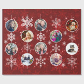 クリスマスレッド10家族写真テンプレート ラッピングペーパー (フラット)