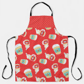 クリスマスレッド&グリーンコーヒーカップ&マグカップ エプロン (正面)