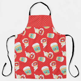 クリスマスレッド&グリーンコーヒーカップ&マグカップ エプロン