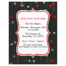 クリスマスレッド&グリーンシークンズホリデーパーティチラシ