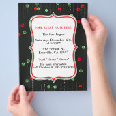 クリスマスレッド&グリーンシークンズホリデーパーティチラシ チラシ (手)