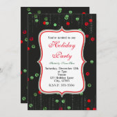 クリスマスレッド&グリーンシークンズホリデー招待状 招待状 (正面/裏面)