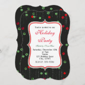 クリスマスレッド&グリーンシークンズホリデー招待状 招待状 (正面/裏面)