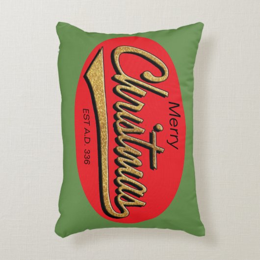 クリスマスレッド/グリーンピロー「クリスマスレトロBCE」 アクセントクッション (正面(垂直))