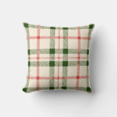 クリスマスレッド&グリーンプレイドファームハウスキュートシンプル クッション (正面)
