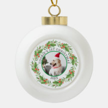 クリスマスレッド&グリーンリースのペット写真