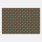 クリスマスレッド&グリーン3Dオーナメントデザイン ラッピングペーパーシート (正面2)