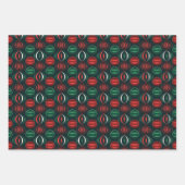 クリスマスレッド&グリーン3Dオーナメントデザイン ラッピングペーパーシート (正面)