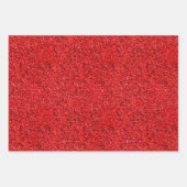 クリスマスレッド、グリーン、シルバーのグリッター光沢 ラッピングペーパーシート (正面)