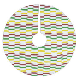 クリスマスレッド、グリーン、鮮やかな白ストライプの金ゴールド ブラッシュドポリエステルツリースカート