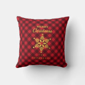 クリスマスレッド&ブラックバッファローのプレイドスター雪 クッション (裏面)