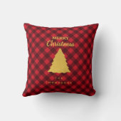 クリスマスレッド&ブラックバッファロープレイドクリスマスツリー クッション (裏面)