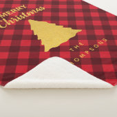 クリスマスレッド&ブラックバッファロープレイドクリスマスツリー シェルパブランケット (3/4)